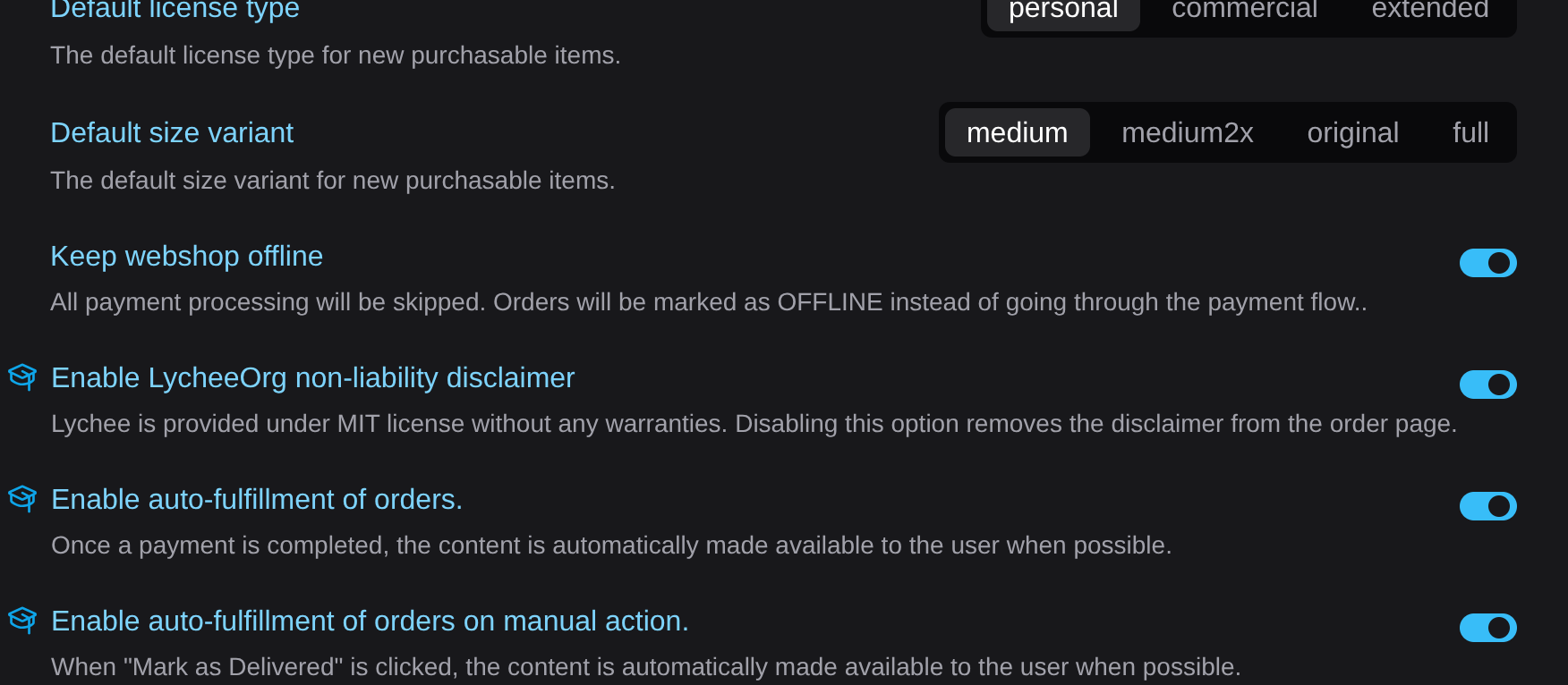Auto-fulfillment settings