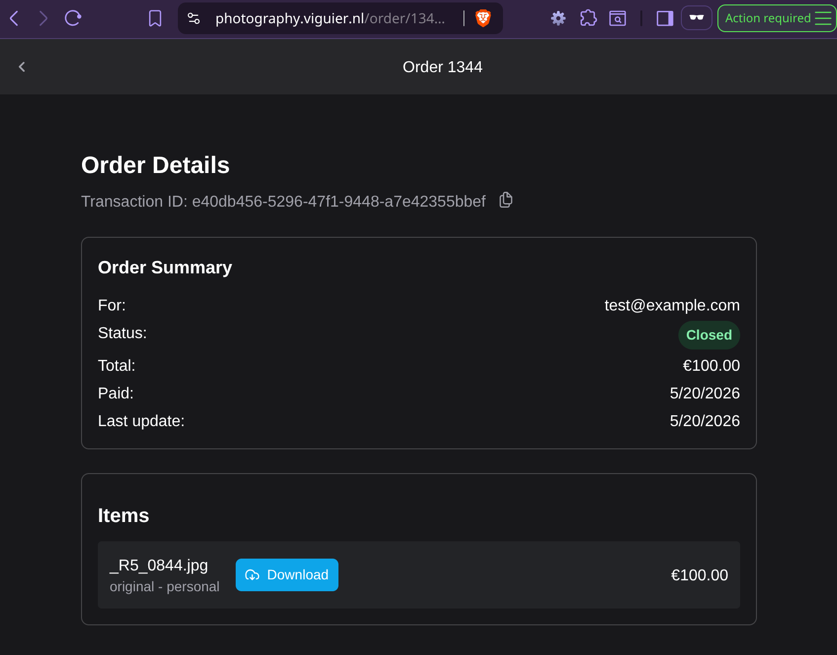 Customer download page