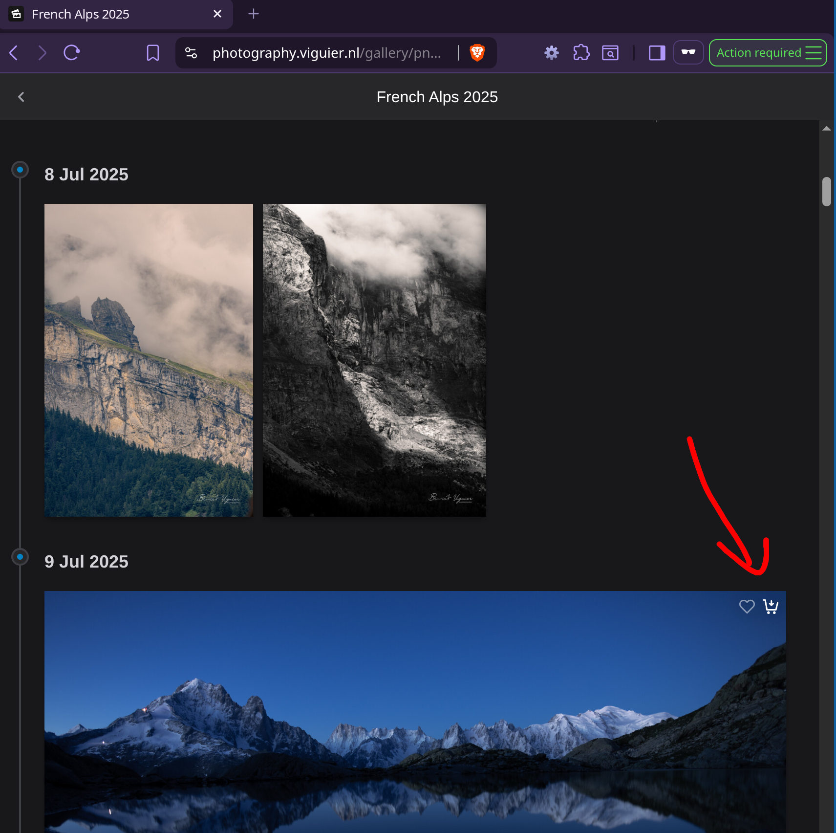 Basket icon on thumbnail hover